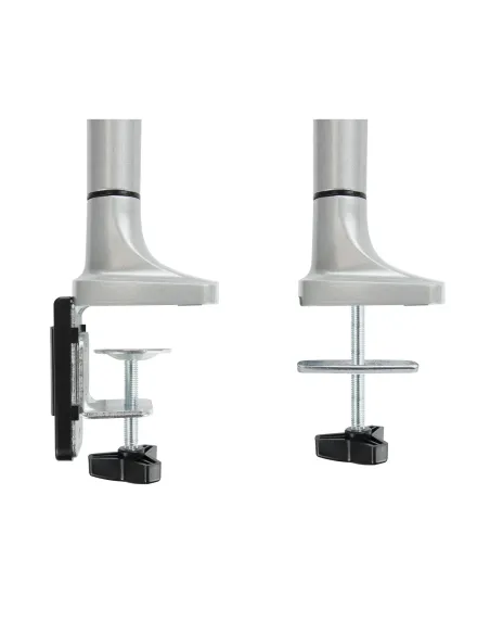 TooQ Soporte de Mesa Giratorio e Inclinable para 2 Pantallas (Monitor   TV Plasma   LCD   LED) 13” – 32”, de Dos Brazos, Plata