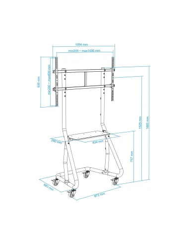 TooQ FS20200M-B Soporte de suelo con ruedas patas para pantallas de 60" - 105"