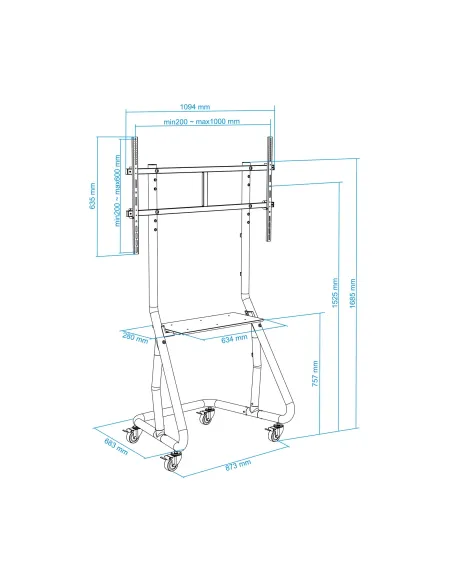 TooQ FS20200M-B Soporte de suelo con ruedas patas para pantallas de 60" - 105" TooQ FS20200M-B Soporte de suelo con ruedas patas para pantallas de 60" - 105"