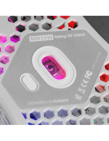 Mars Gaming MM55W, Ratón Inalámbrico Gaming RGB Chroma, Ultra-ligero 55 g, 12800 DPI, Switches Mecánicos Programables HUANO,