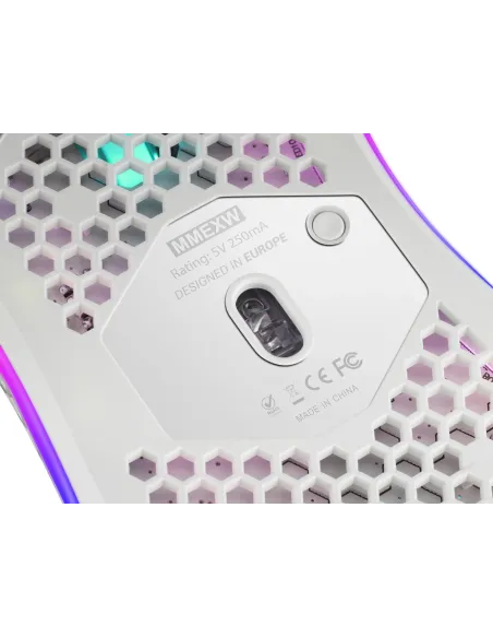 Mars Gaming MMEX, Ratón Gaming RGB, 32K DPI, Cable Feather, Switches Ópticos, Blanco, One Size