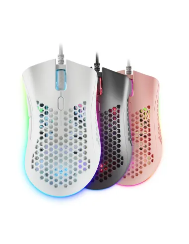 Mars Gaming MMEX, Ratón Gaming RGB, 32K DPI, Cable Feather, Switches Ópticos, Blanco, One Size