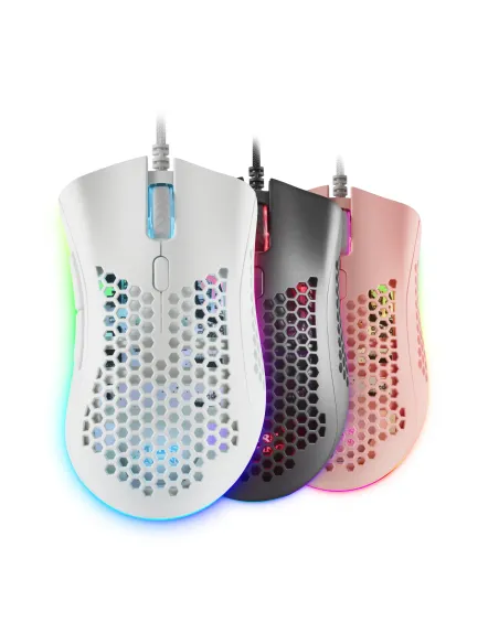 Mars Gaming MMEX, Ratón Gaming RGB, 32K DPI, Cable Feather, Switches Ópticos, Blanco, One Size