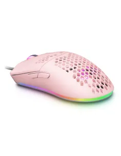 Mars Gaming MMAX, Ratón Ultraligero 69g, Óptico 12400DPI, Chroma RGB, Soft, Rosa
