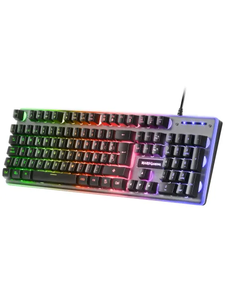 Mars Gaming MK220FR, Teclado Gaming H-Mech, FRGB Rainbow y Halo, Antighosting, Idioma Francés