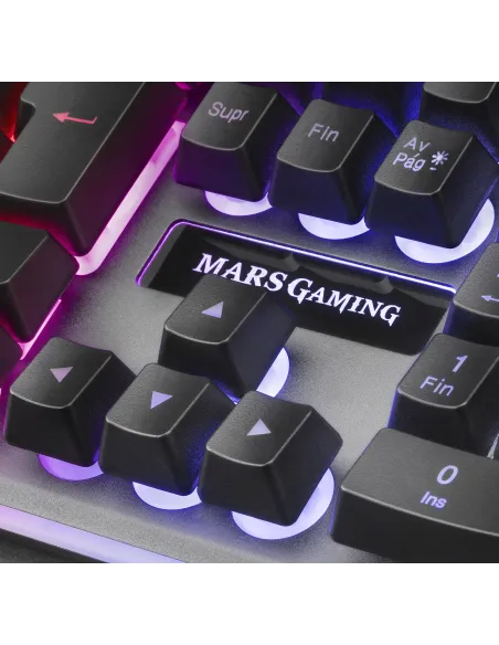 Mars Gaming MK220FR, Teclado Gaming H-Mech, FRGB Rainbow y Halo, Antighosting, Idioma Francés