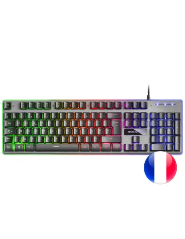 Mars Gaming MK220FR, Teclado Gaming H-Mech, FRGB Rainbow y Halo, Antighosting, Idioma Francés