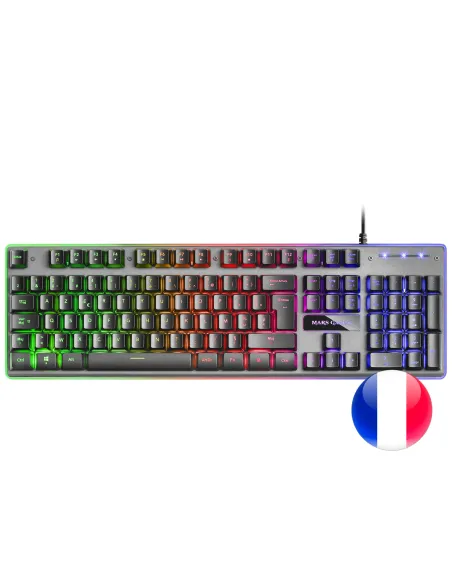 Mars Gaming MK220FR, Teclado Gaming H-Mech, FRGB Rainbow y Halo, Antighosting, Idioma Francés