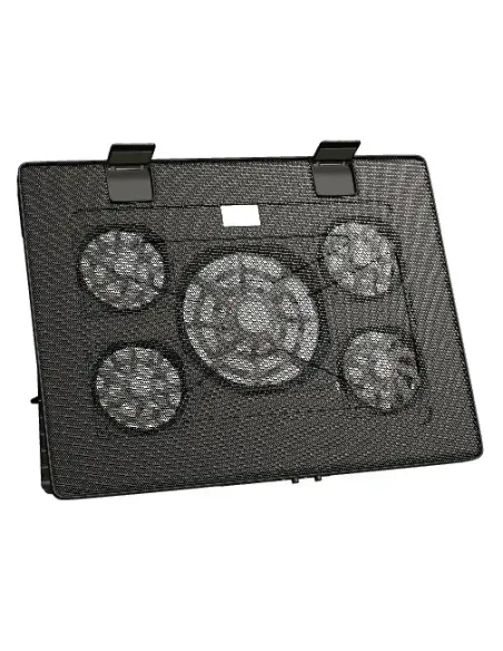 Mars Gaming MNBC2, Base Refrigeradora y Stand para Portátiles Hasta 17.3”, Iluminación LED Roja, 5x Ventiladores UA5, Regulable