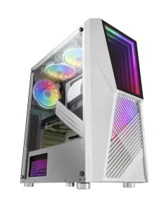 Mars Gaming MC777W, Caja PC Gaming, Infinity Mirror ARGB, Cristal Templado, 2xVentilador Chroma ARGB, Blanco 2