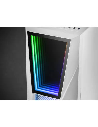 Mars Gaming MC777W, Caja PC Gaming, Infinity Mirror ARGB, Cristal Templado, 2xVentilador Chroma ARGB, Blanco