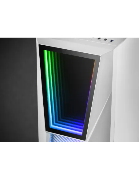 Mars Gaming MC777W, Caja PC Gaming, Infinity Mirror ARGB, Cristal Templado, 2xVentilador Chroma ARGB, Blanco