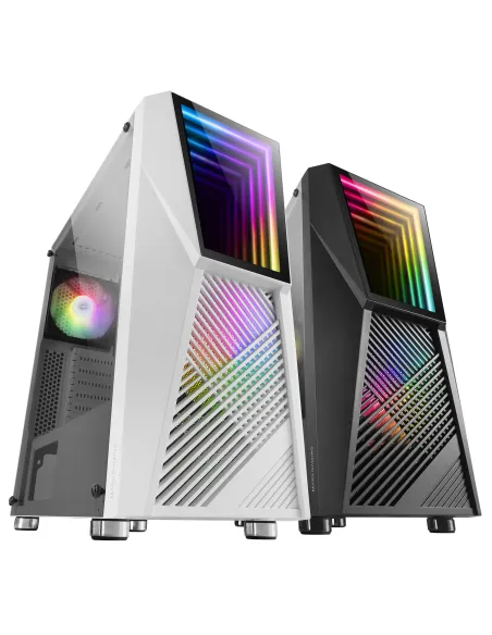 Mars Gaming MC777W, Caja PC Gaming, Infinity Mirror ARGB, Cristal Templado, 2xVentilador Chroma ARGB, Blanco