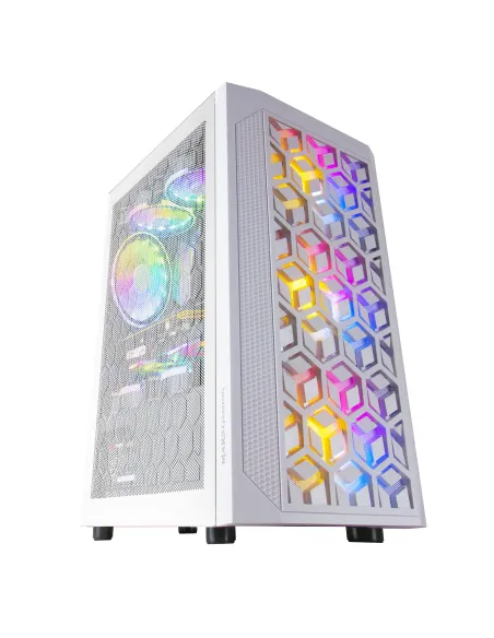 Mars Gaming MCMESHW Blanco, Caja PC Gaming, Micro ATX, Diseño Mesh Total, 3x Ventilador FRGB