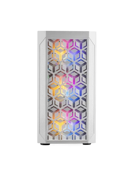 Mars Gaming MCMESHW Blanco, Caja PC Gaming, Micro ATX, Diseño Mesh Total, 3x Ventilador FRGB