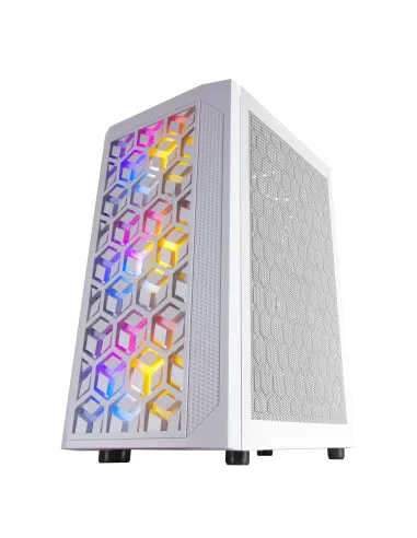 Mars Gaming MCMESHW Blanco, Caja PC Gaming, Micro ATX, Diseño Mesh Total, 3x Ventilador FRGB