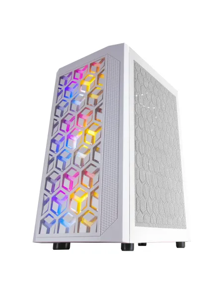Mars Gaming MCMESHW Blanco, Caja PC Gaming, Micro ATX, Diseño Mesh Total, 3x Ventilador FRGB