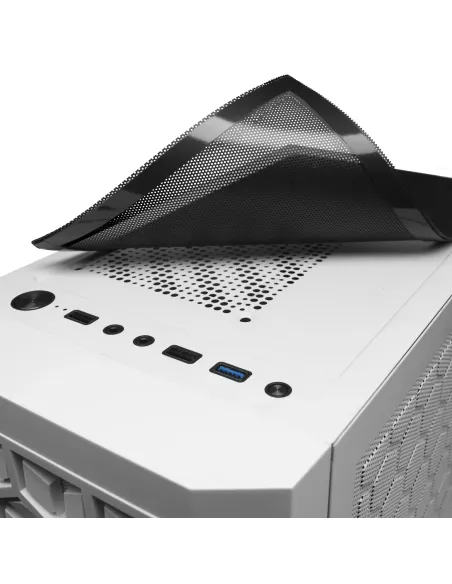 Mars Gaming MCMESHW Blanco, Caja PC Gaming, Micro ATX, Diseño Mesh Total, 3x Ventilador FRGB