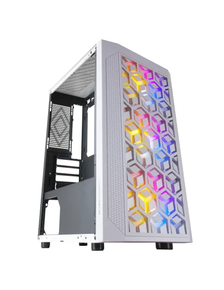 Mars Gaming MCMESHW Blanco, Caja PC Gaming, Micro ATX, Diseño Mesh Total, 3x Ventilador FRGB