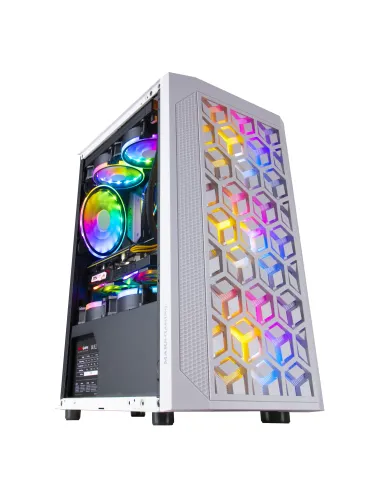 Mars Gaming MCMESHW Blanco, Caja PC Gaming, Micro ATX, Diseño Mesh Total, 3x Ventilador FRGB