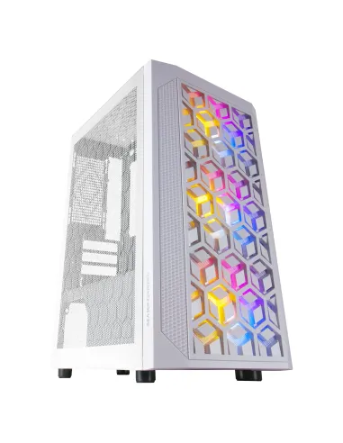 Mars Gaming MCMESHW Blanco, Caja PC Gaming, Micro ATX, Diseño Mesh Total, 3x Ventilador FRGB