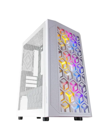Mars Gaming MCMESHW Blanco, Caja PC Gaming, Micro ATX, Diseño Mesh Total, 3x Ventilador FRGB