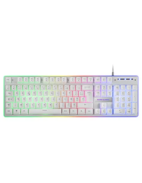 Mars Gaming MCPXWFR, Combo Teclado H-Mech FRGB, Ratón Ultraligero 10000DPI y Alfombrilla XXL, Blanco, Idioma Francés