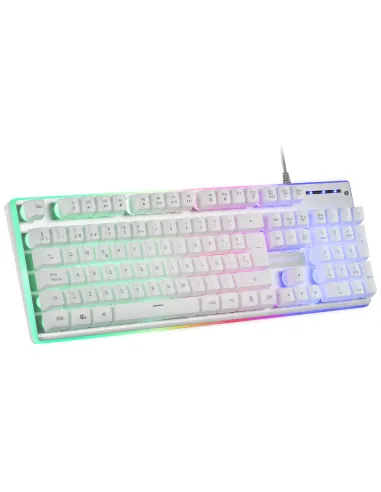 Mars Gaming MCPXWFR, Combo Teclado H-Mech FRGB, Ratón Ultraligero 10000DPI y Alfombrilla XXL, Blanco, Idioma Francés