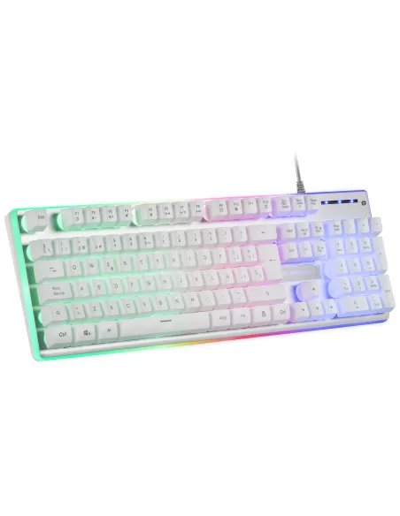 Mars Gaming MCPXWFR, Combo Teclado H-Mech FRGB, Ratón Ultraligero 10000DPI y Alfombrilla XXL, Blanco, Idioma Francés