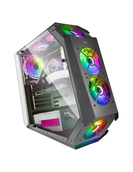 Mars Gaming MC51, Caja PC Gaming ATX, Doble Cristal Templado, 5x Ventilador RGB 12cm, Negro