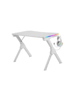 Mars Gaming MGDRGB, Mesa Ergonómica Gaming RGB, Soporte Auriculares y Bebida, Escritorio PC, 110x60cm, Blanco 2