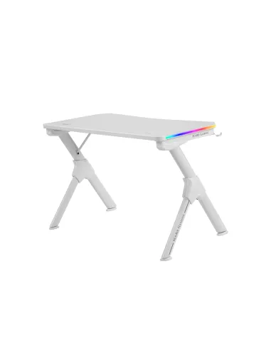 Mars Gaming MGDRGB, Mesa Ergonómica Gaming RGB, Soporte Auriculares y Bebida, Escritorio PC, 110x60cm, Blanco