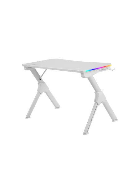 Mars Gaming MGDRGB, Mesa Ergonómica Gaming RGB, Soporte Auriculares y Bebida, Escritorio PC, 110x60cm, Blanco