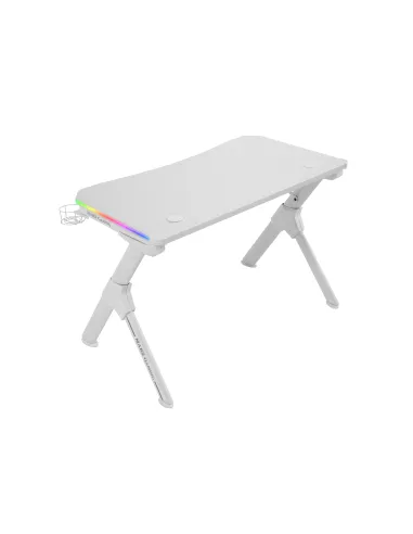 Mars Gaming MGDRGB, Mesa Ergonómica Gaming RGB, Soporte Auriculares y Bebida, Escritorio PC, 110x60cm, Blanco