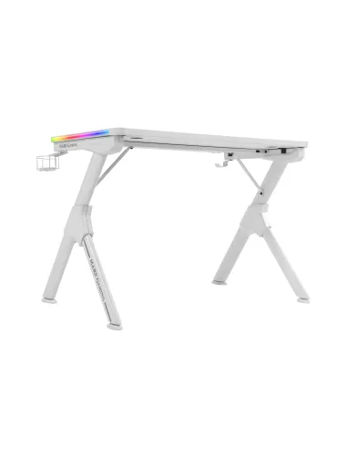 Mars Gaming MGDRGB, Mesa Ergonómica Gaming RGB, Soporte Auriculares y Bebida, Escritorio PC, 110x60cm, Blanco