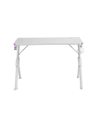 Mars Gaming MGDRGB, Mesa Ergonómica Gaming RGB, Soporte Auriculares y Bebida, Escritorio PC, 110x60cm, Blanco