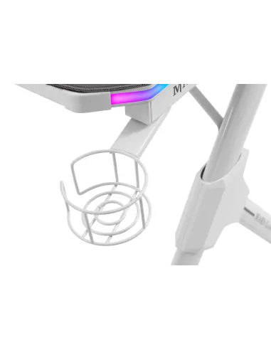 Mars Gaming MGD140RGB, Mesa Ergonómica Gaming RGB, Soporte Auriculares y Bebida, Alfombrilla Ratón, 140x60cm, Blanco