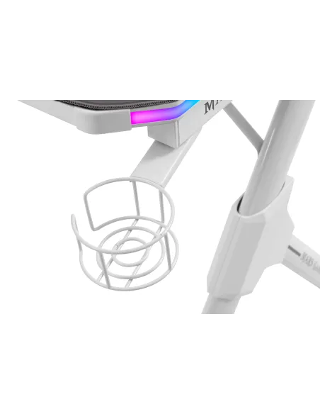 Mars Gaming MGD140RGB, Mesa Ergonómica Gaming RGB, Soporte Auriculares y Bebida, Alfombrilla Ratón, 140x60cm, Blanco