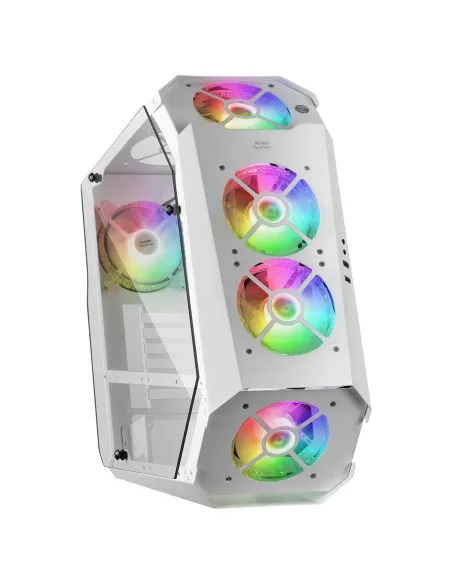 Mars Gaming MC51W, Caja PC Gaming ATX, Doble Cristal Templado, 5x Ventilador RGB 12cm, Blanco