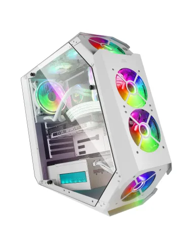 Mars Gaming MC51W, Caja PC Gaming ATX, Doble Cristal Templado, 5x Ventilador RGB 12cm, Blanco
