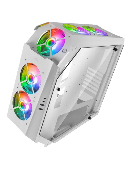 Mars Gaming MC51W, Caja PC Gaming ATX, Doble Cristal Templado, 5x Ventilador RGB 12cm, Blanco