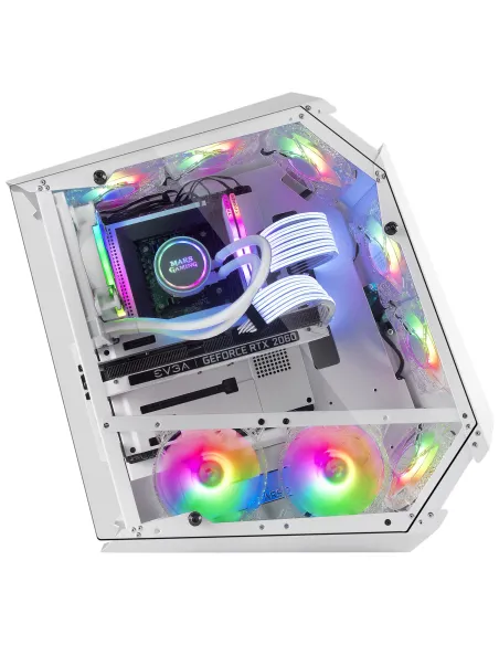 Mars Gaming MC51W, Caja PC Gaming ATX, Doble Cristal Templado, 5x Ventilador RGB 12cm, Blanco