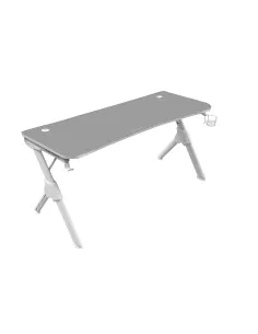 Mars Gaming MGD140, Escritorio Ergonómica Gaming, Soporte Auriculares y Bebidas, Escritorio PC, 140x60cm, Blanco
