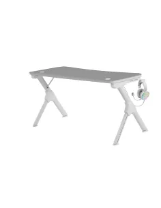 Mars Gaming MGD140, Escritorio Ergonómica Gaming, Soporte Auriculares y Bebidas, Escritorio PC, 140x60cm, Blanco 2