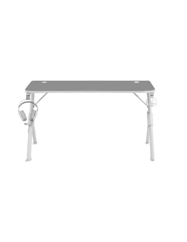 Mars Gaming MGD140, Escritorio Ergonómica Gaming, Soporte Auriculares y Bebidas, Escritorio PC, 140x60cm, Blanco