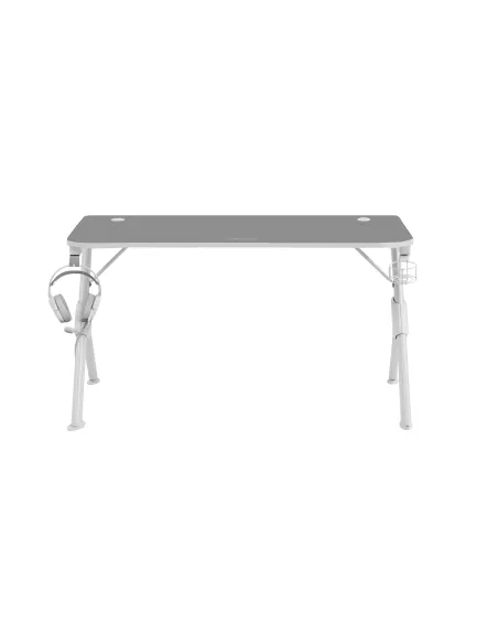 Mars Gaming MGD140, Escritorio Ergonómica Gaming, Soporte Auriculares y Bebidas, Escritorio PC, 140x60cm, Blanco