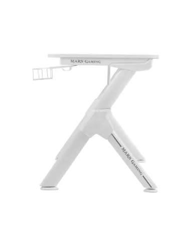 Mars Gaming MGD140, Escritorio Ergonómica Gaming, Soporte Auriculares y Bebidas, Escritorio PC, 140x60cm, Blanco