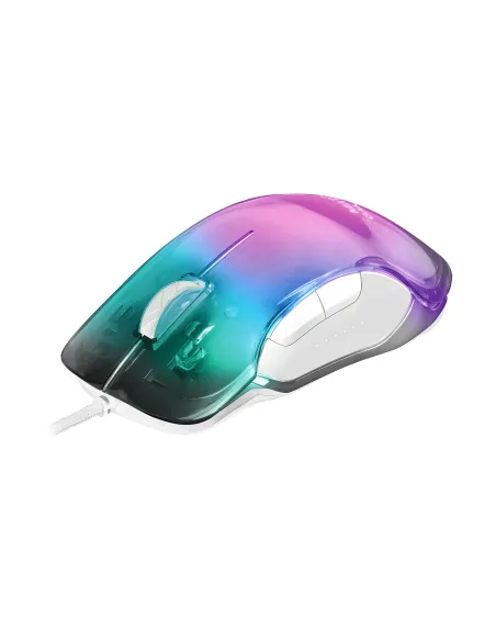 Mars Gaming MMGLOWW, Ratón Gaming RGB Chroma-Glow, Acabado Espejo, Ultraligero, 12800 DPI, Blanco