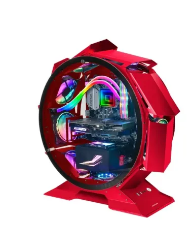 Mars Gaming MCORB Rojo Caja PC Gaming Micro-ATX XL Diseño Circular Custom Doble Cristal Templado