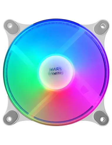 Mars Gaming MFDUO, Kit 2 Ventiladores FRGB Rainbow 360°, Ultra-silencioso, Doble Conexión 3PIN + 4PIN, Blanco